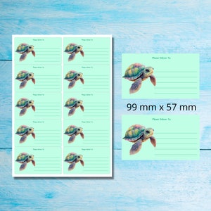 Turtle Labeles Sea Turtle Self Adhesive Please Deliver To.. Labels, 10 Labels per ...