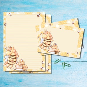 Set di cancelleria Bee Sweet, carta da lettere A5 con buste abbinate, kit di forniture per amici di penna per posta ordinaria, fogli a righe/non a righe