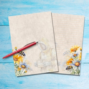 Papel para cartas tamaño A5 de apicultor, suministros para amigos por correspondencia, hojas de cartas rayadas o sin rayar, lindo papel de notas con o sin líneas