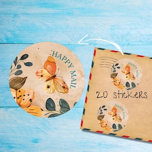 Pack d'autocollants papillon, jolies étiquettes de courrier rondes mates, mignonnes, coupées individuellement, fournitures de correspondant pour décorer les enveloppes