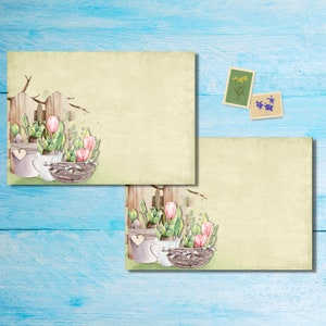 Paquete de 5 o 10 sobres con forma de bulbos de primavera, sobres de correo alegres para cartas a amigos por correspondencia, sobres de tamaño C6 para enviar por correo
