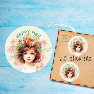 Pack d'autocollants couronne de fleurs, jolies étiquettes de courrier rondes mates, coupées individuellement, fournitures pour correspondance pour décorer les enveloppes
