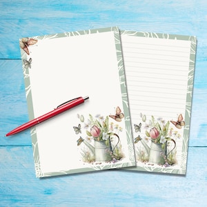 Papier do pisania listów Floral Wateringcan A5, artykuły do pisania dla przyjaciół, artykuły papiernicze w linie lub bez, ładny papier do notatek z liniami lub bez