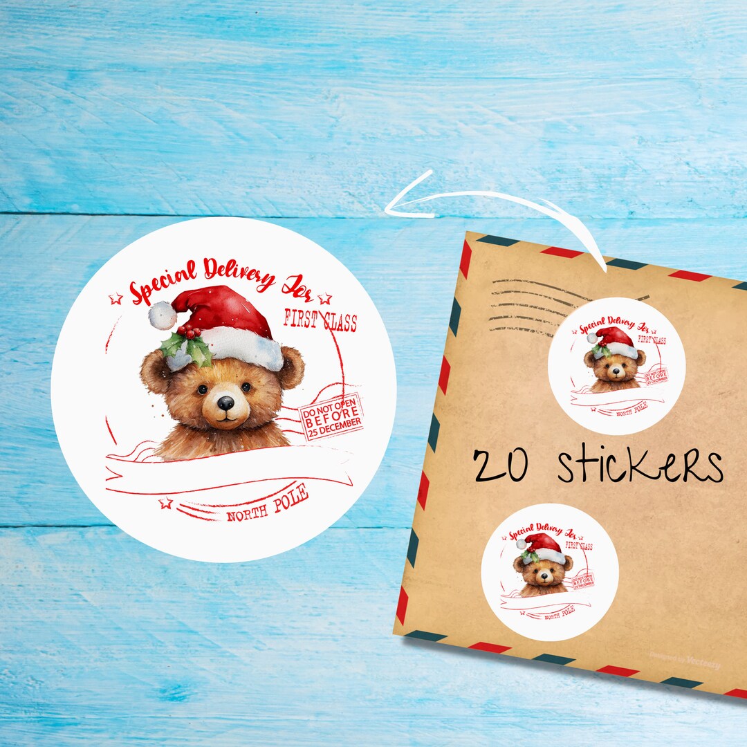 Christmas Bear Stickers Pack, Cute Individually Cut Round Matte Happy ...