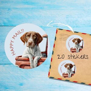 Autocollants ronds mats découpés individuellement, lot de 20, jolies étiquettes décoratives Happy Mail pour courrier postal, autocollants postaux correspondant