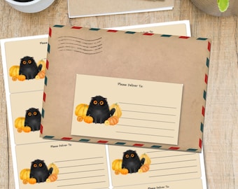 Orange Pumpkins self adhesive please deliver to.. labels, 10 rectangular stickers per sheet