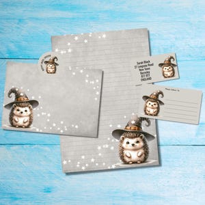 Kit di lettere per corrispondenza con amico di penna/posta ordinaria Magical Hedgehog, carta da lettere A5, buste, etichette per indirizzi, etichette PDT, adesivi rotondi per posta allegra