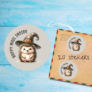 Confezione di adesivi Magical Hedgehog, etichette per buste opache rotonde tagliate singolarmente, sigilli/adesivi per album/agende, graziosi articoli per amici di penna