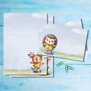 Conjunto de papelaria Splish Splash A5, pacote de suprimentos para amigos por correspondência fofos, kit de correio com folhas A5 combinando, envelopes e adesivos