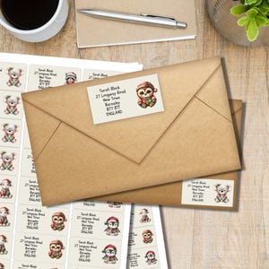 Patchwork Animals return address labels, 24 or 40 self adhesive labels per sheet, Pen pal rectangular stickers for happy mail envelopes