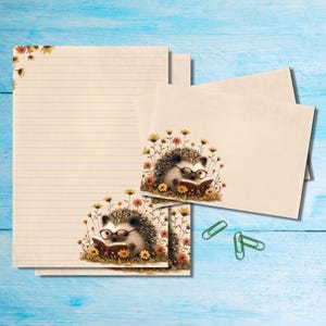 Just a Hedgehog who stationery set, A5 letter writing paper with matching envelopes, Snail mail pen pal supplies kit, Lined / unlined sheets