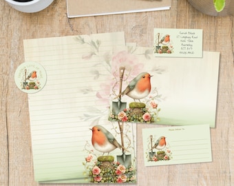 Kit de cartas a juego de Rosey Robin, Todo lo que necesitas para tu correspondencia con amigos por correspondencia, Juego de papelería a juego