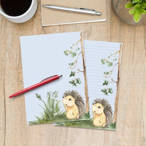 Heidi Hedgehog A5 letter writing paper, Pen pal supplies, Stationery note sheets, Autumn notepaper with or without lines, Cute loose pages