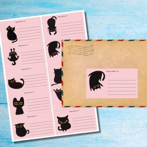 Etichette autoadesive Black Cat da consegnare a..., 10 etichette per foglio, adesivi rettangolari da 99,1 x 57,0 mm con angoli arrotondati