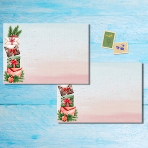 Paquete de sobres de correo para Navidad de 5 o 10, suministros de papelería para amigos por correspondencia, sobres estampados C6 para cartas,