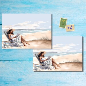 Buste Reading at the Beach, confezione da 5 o 10, buste Happy Mail per lettere di amici di penna, buste postali formato C6