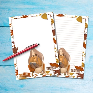 Gezellig herfst briefpapier briefpapier vellen, Penpal benodigdheden kit, A5 brief schrijfpapier, Mooi notitiepapier met of zonder lijnen voor correspondentie