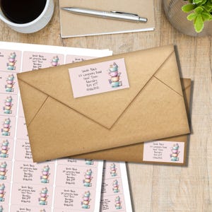 Etichette per indirizzo di ritorno Teacup Mice, 24 o 40 etichette autoadesive per foglio, adesivi rettangolari Pen Pal per buste di posta allegra