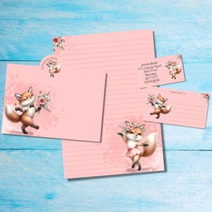 Kit de cartas para amigos por correspondencia a juego de Dancing Foxes, papel de carta A5, sobres, etiquetas de dirección, etiquetas PDT, pegatinas redondas de Happy Mail