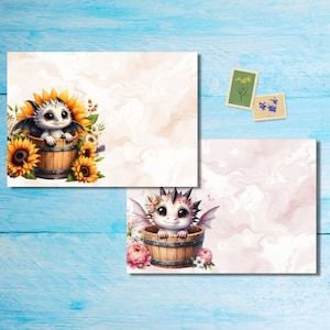 Paquete de sobres Happy Little Dragons de 5 o 10, suministros para escribir cartas de amigos por correspondencia, pelar y sellar, sobre c6 de correo feliz decorado