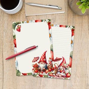 Carta da lettere formato A5 con motivo "Picnic alle fragole", articoli di cancelleria per amici di penna, fogli di carta da lettere carini a righe o bianchi, carta per amici di penna