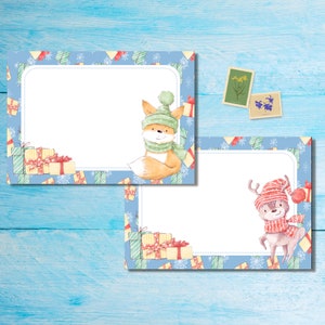 Lot de 5 ou 10 enveloppes animaux de Noël, enveloppes postales Happy pour lettres de correspondants, enveloppes postales au format C6