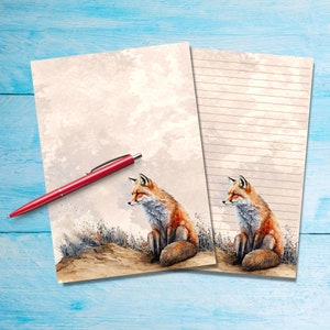 Fox on the Dunes Briefpapier van A5-formaat, Benodigdheden voor penvrienden, Briefpapier, gelinieerd of ongevoerd, Schattig briefpapier met of zonder lijnen