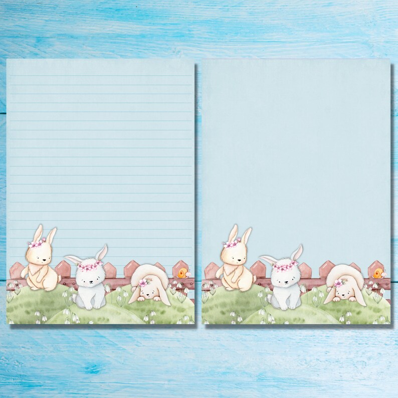 A5 Rabbit Rabbits Garden A5 Letter Writing Paper, Pen Pal Supplies, Stationery ...