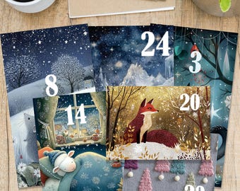 Calendario dell'Avvento di 12 giorni, confezione mista, 12 pacchetti numerati di articoli di cancelleria da aprire durante il conto alla rovescia per Natale.