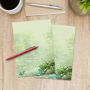 Papier à lettres Frog Pond A5, fournitures pour correspondance, feuilles de papeterie avec ou sans doublure, papier à lettres mignon avec ou sans lignes