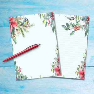 Winter Birds briefpapier van A5-formaat, penvrienden, briefpapier, gelinieerde of ongevoerde losse vellen, notitiepapier met of zonder lijnen