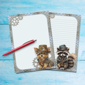 Hojas de cartas de papelería Steampunk Animals, suministros Penpal, papel para escribir cartas A5, papel de notas con o sin líneas para correspondencia