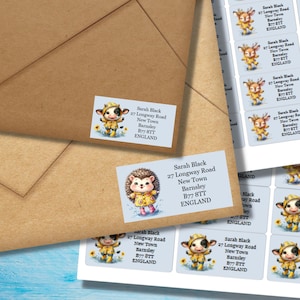 Etichette per indirizzo di ritorno Splish Splash, 24 o 40 etichette autoadesive per foglio, adesivi rettangolari Pen pal per buste di posta felice