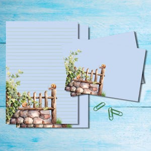 Juego de papelería para escribir cartas Garden Fence A5, suministros para amigos por correspondencia, correo postal, hojas rayadas o sin rayar con sobres/pegatinas a juego