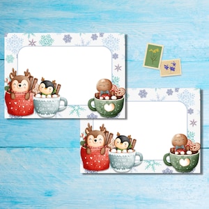 Paquete de 5 o 10 sobres navideños para tazas, sobres de correo alegres para cartas a amigos por correspondencia, sobres de tamaño C6 para envío postal.