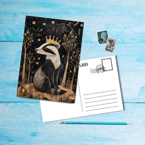 Carte postale Regal Animals Badger, carte postale magnifiquement illustrée au format A6 pour la traversée, carte postale unique avec impression d'art à encadrer