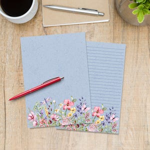 Carta da lettere A5 con fiori estivi, articoli per amici di penna, fogli di lettere a righe o non a righe, carta da lettere carina con o senza righe