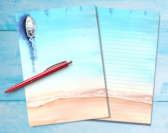 Sail Away A5 letter writing paper, Pen pal supplies, Stationery lined or unlined letter sheets, Cute notepaper with or without lines