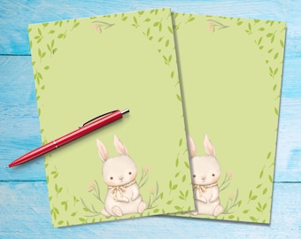 Spring Bunny A5 letter writing paper, Pen pal supplies, Stationery letter sheets, Notepaper with or without lines, Cute writing paper