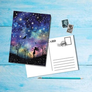 Pixies (no.2), A6 size postcard with rounded corners, beautiful illustrated postcrossing single postcard 14.8 cm x 10.5 cm