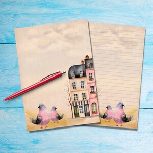 Papel para cartas tamaño A5 de Pigeons in Town, suministros para amigos por correspondencia, hojas sueltas de papelería con o sin líneas, lindo papel para notas con o sin líneas