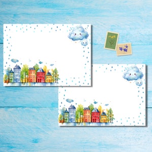 Paquete de 5 o 10 sobres Rainbow Houses, sobres Happy Mail para cartas de amigos por correspondencia, sobres de tamaño C6 para enviar por correo