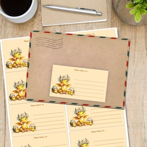 Yellow Easter Dragon self adhesive please deliver to.. labels, 10 labels per sheet, 99.1 x 57.0 mm rectangular stickers with rounded corners