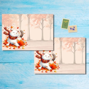 Buste Cat in Fall confezione da 5 o 10, Forniture per amici di penna, Buste per lettere di posta felice, Buste postali formato C6