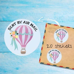 Pack d'autocollants pour montgolfières, jolies étiquettes de courrier rondes mates, mignonnes, coupées individuellement, fournitures pour correspondance pour décorer les enveloppes