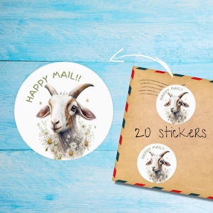 Confezione di adesivi Daisy Goat, graziose etichette postali rotonde opache e tagliate singolarmente, articoli per amici di penna per decorare buste