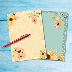 Carta da lettere Flower Bee A5, forniture per amici di penna piuttosto floreali, fogli di blocco note singoli di cancelleria, carta da lettere sfoderata o foderata