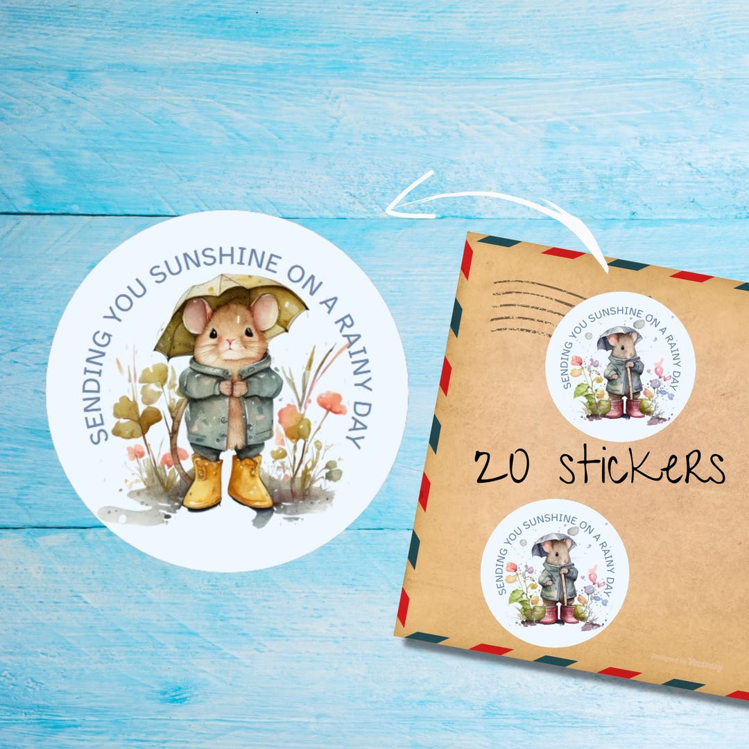 Hello Paril Sticker April Showers Stickers Pack, Individually Cut Round Matte Envelope ...