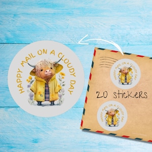 Pack d'autocollants Cloudy Days, jolies étiquettes de courrier rondes mates, coupées individuellement, fournitures pour Correspondant pour décorer les enveloppes