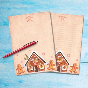 Papel de carta A5 de pan de jengibre, Suministros para amigos por correspondencia, Papelería con o sin líneas, Papel de carta bonito con o sin líneas